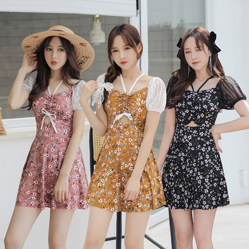 Even fit swimsuit new conservative fashion cover with small breasts for winter holiday Lean Bubble Spa Dress Swimsuit Woman