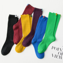 Loss-making clearance high-quality cotton standard pure cotton blue pile socks womens autumn and winter solid color mid-tube socks Japanese socks long tube