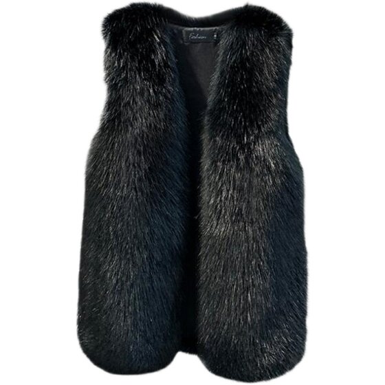 Imitation fox fur vest for women, mid-length, slim, versatile, Korean style mink fur coat, thickened vest