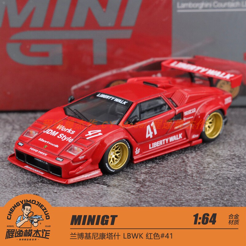 Minigt 1:64 Lamborghini Countach Lbwk Red # 41 Alloy Car Model 1100