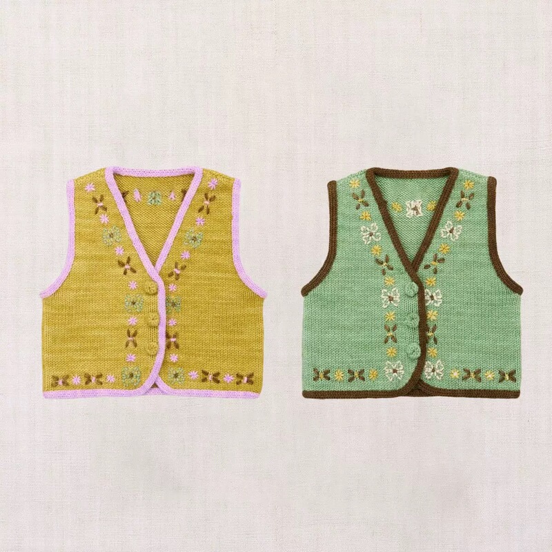 Mp Heavy Industry Hand-Embroidered Vest for Infants and Young Children, European and American Style Sweater Knitwear, 2026 Autumn/Winter New Model