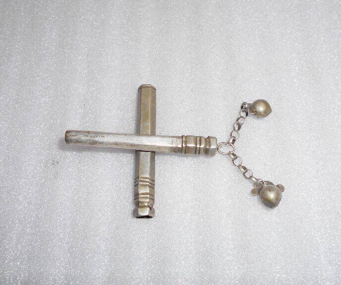 Qingmin old silver needle cylinder string bell storage toothpick cylinder antique nostalgic silverware miscellaneous antique old objects collection hot sale