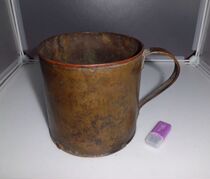Qingmin bronze cup rim cylinder ancient play with nostalgic old bronze ware miscellaneous water cups to remember antique old objects Chen set up collection