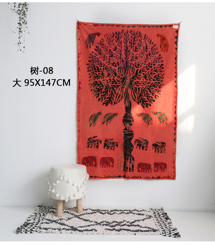 Ấn Độ nhập khẩu thêu cross rèm cửa trang trí đầu màn tấm thảm trang trí giường sofa vải khăn khăn trải bàn vuông - Tapestry 	thảm treo tường dạ quang