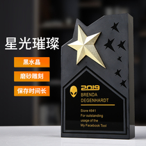 Trophy customization Five-pointed star staff crystal trophy Medal customization Creative authorization card customization Free lettering