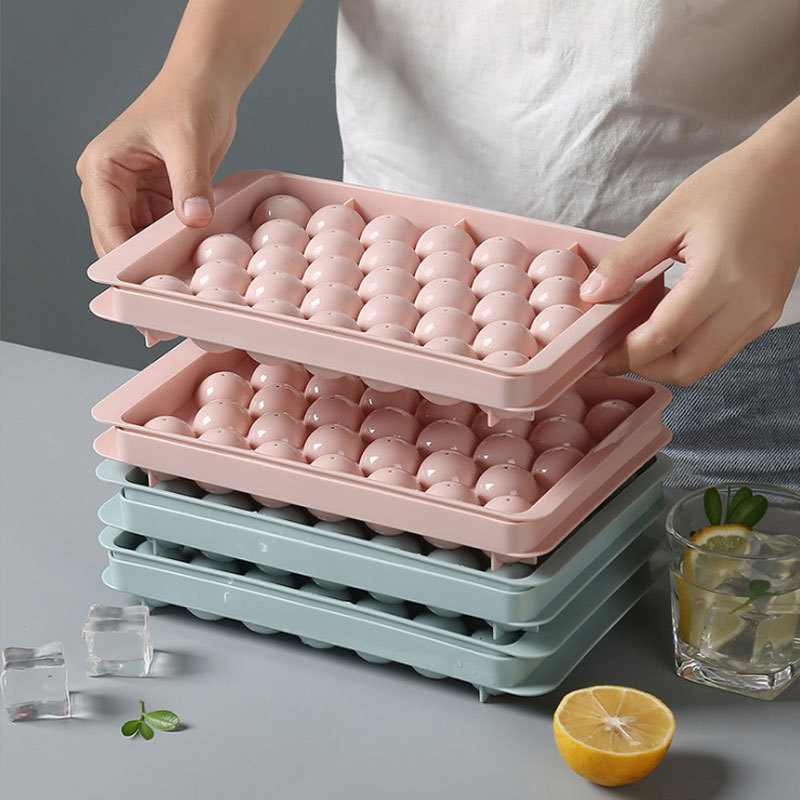 With Lid Round Ice Grid Silicone Mold Large Capacity Ice Hockey Block Deputy Food Commercial Storage Food Grade Ice-making Box Tool