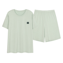 Catman Modal Pajamas Mens Summer Cool Ice Silk Short Sleeves Thin Loose Casual Can Be Weared Outside Home Clothes Large Size