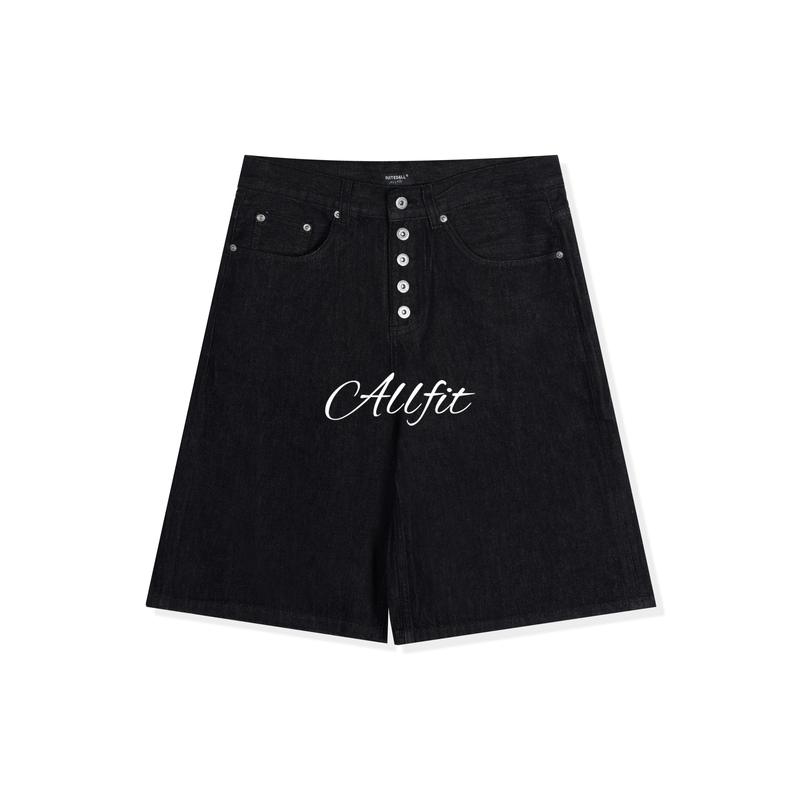 Allfit Five-Button Built-In Zipper Cropped Raw Denim Shorts, Washed and De-Pulped, Versatile Commuter Jeans S09 Allfit Five-Button Built-In Zipper Cropped Raw Denim Shorts, Washed and De-Pulped, Versatile Commuter Jeans S09