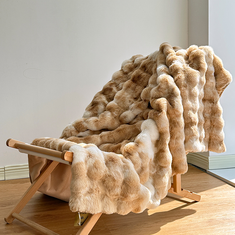 Veinstudio Cat-Like Feel~ High-End Tie-Dye Faux Fur Rabbit Plush Blanket, Super Soft Leisure Blanket, Sofa Blanket