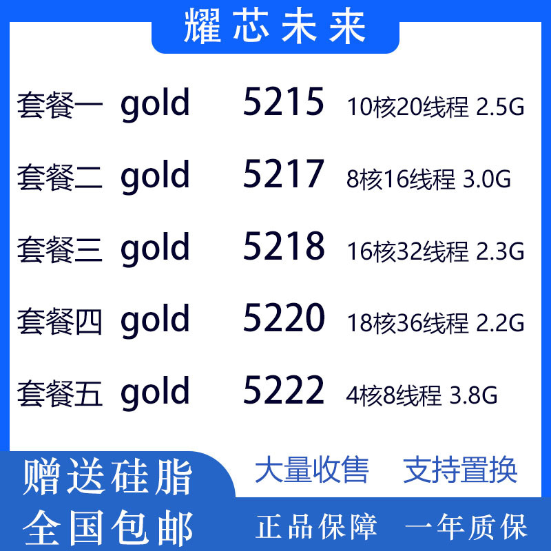 Intel Xeon//Gold Lag-3647 5215 5217 5218 5220 5222 Official Version Cpu