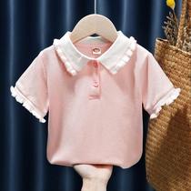 Girl Clothing Baby Girl Child Han Version Short Sleeve POLO Collar Casual T-shirt Jacket 2022 Brand Summer Dress New