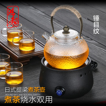 Thickened hand-hammered glass girder cooking teapot can be heated side wooden handle pot Tea pot Electric pottery stove Tea maker