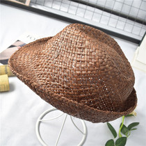 65X12613 original single womens fashion leisure curling fishermans hat summer vacation straw hat beach sun hat