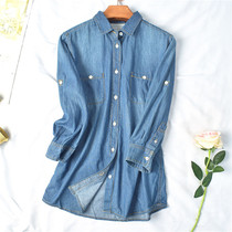 6 15X13012 Spring Summer new female Korean single-breasted fashion casual Joker cotton long sleeve denim shirt