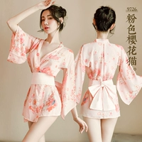 [Розовый] Сексуальная вишня кимоно кошачья кошка (кимоно+талия уплотнения+т брюки)