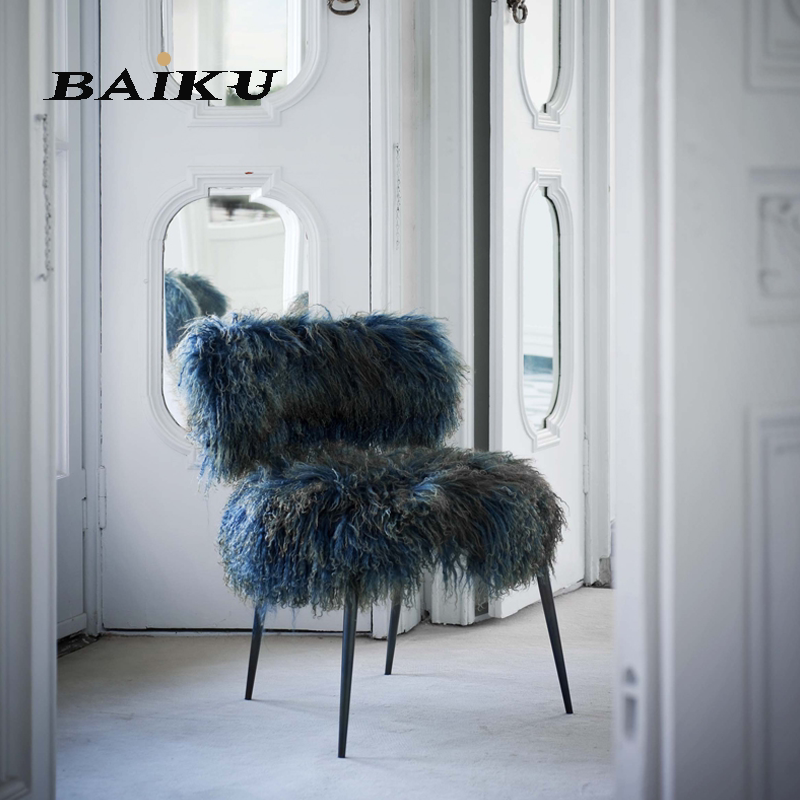 Minimalist Light Luxury Designer Personality Nordic Sofa Chair Living Room Rocking Chair Wool Leisure Chair Dressing Chair Negotiation Single Chair