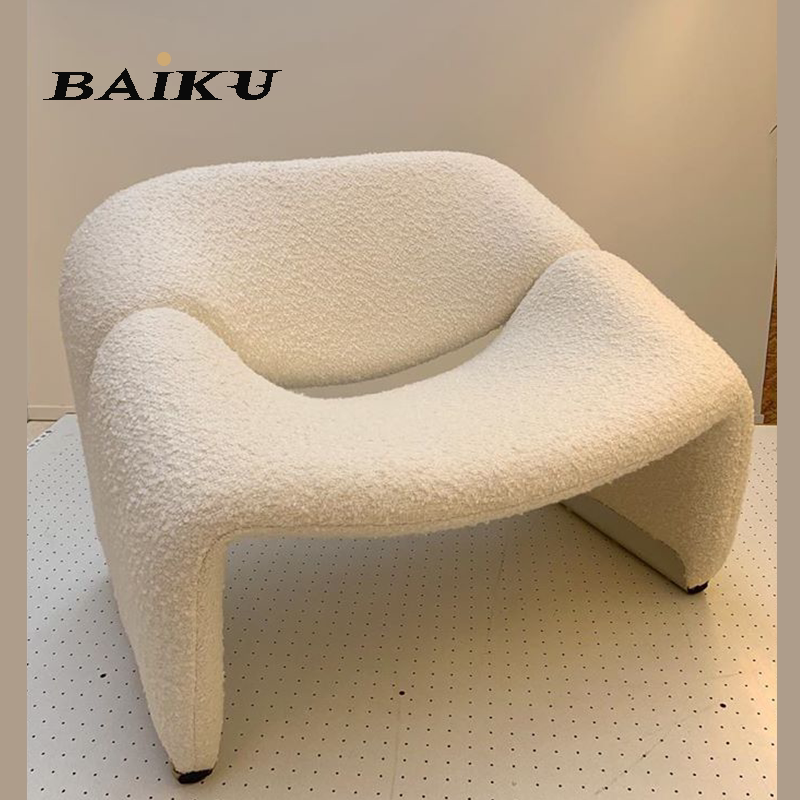 Fiberglass ribbon chair M-shaped chair hotel villa model living room single casual special-shaped sofa chair
