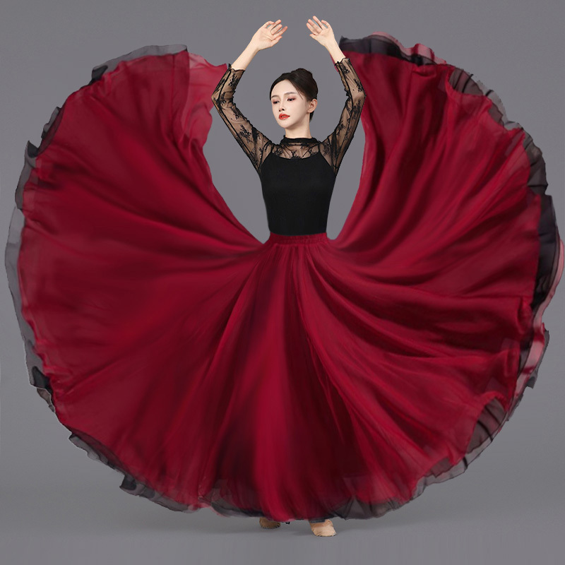 1080-Degree Large Swing Skirt for Modern Dance Exam Performance Practice Half-Length Skirt Double-Layered Tencel Flowing Classical Dance Skirt 1080-Degree Large Swing Skirt for Modern Dance Exam Performance Practice Half-Length Skirt Double-Layered Tencel Flowing Classical Dance Skirt
