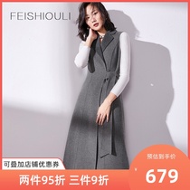 Double-sided cashmere vest womens long 2021 autumn new woolen vest sleeveless woolen coat plaid coat