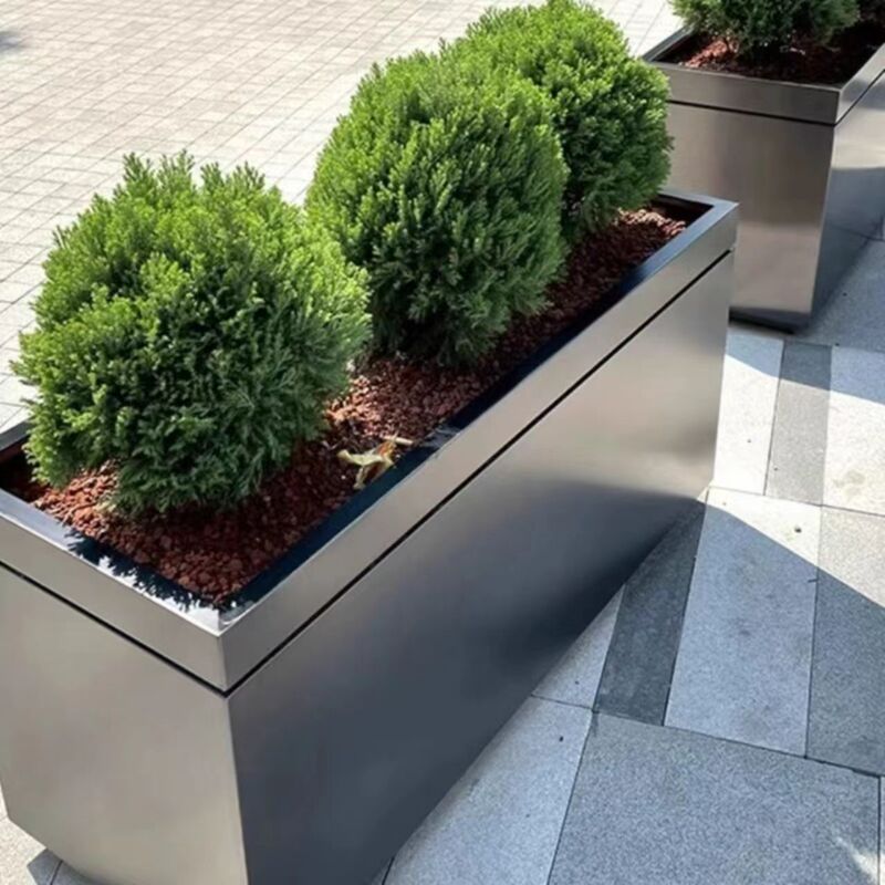 Thickened Stainless Steel Flower Box Set, Outdoor Flower Bed Fence, Rectangular Flower Pots for Outdoor Display, Hotel Partitions, Municipal Flower Troughs