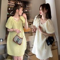 Maternity dress summer dress 2022 new high-end olive green fashion trendy mom go out waffle maternity dress