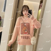 Small maternity dress 150cm autumn and winter models sweet cartoon mouse pattern round neck thickened sweater sweater top