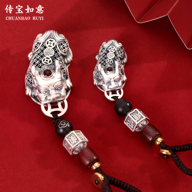 999 Pure Silver Pixiu Keychain Pendant Hollow Design Pure Silver Good Luck Charm Birthday Gift for Boyfriend 999 Pure Silver Pixiu Keychain Pendant Hollow Design Pure Silver Good Luck Charm Birthday Gift for Boyfriend