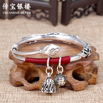 Bracelet Female Sterling Silver 999 Young Jewelry Handmade Creative Weaving Ancient Jewelry Valentines Day Birthday Gift