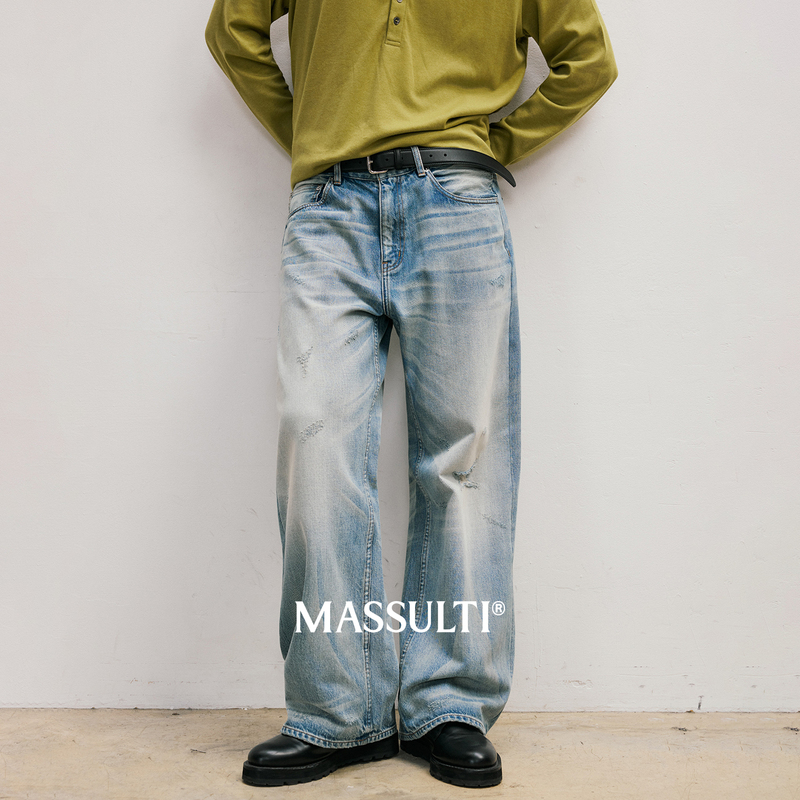 Massulti「Traces of Time 01」Italian Imported Candiani Light Blue Jeans