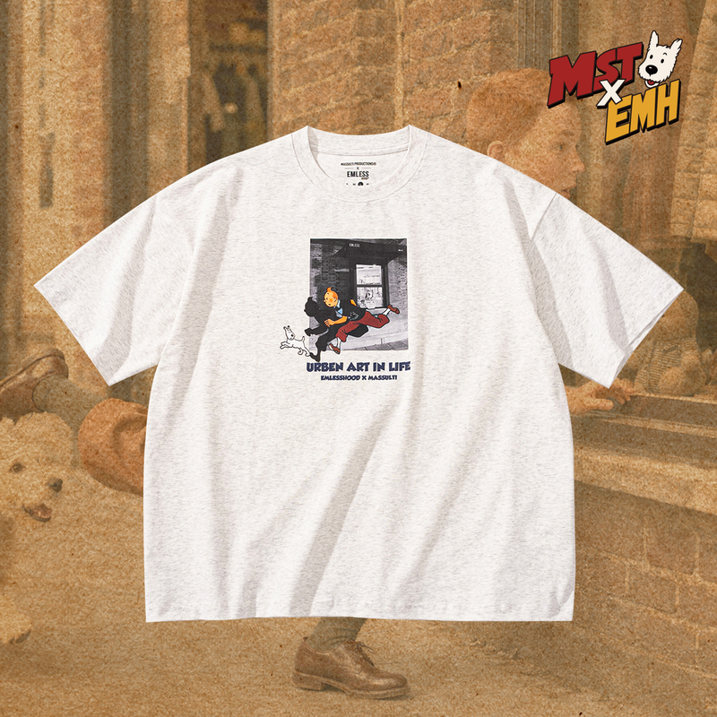 Massulti X Emless Collaboration Fun Comic Theme Kangli Printed Tee Cool Short-Sleeve T-Shirt Massulti X Emless Collaboration Fun Comic Theme Kangli Printed Tee Cool Short-Sleeve T-Shirt