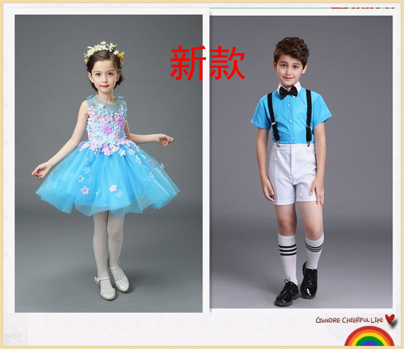 Quần áo biểu diễn cho trẻ em mới, khiêu vũ trẻ em, cô gái, công chúa, váy, tutu, hợp xướng chủ nhà, trang phục shop bán đồ trẻ em