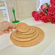 Korean style ins style rattan coasters handmade insulation pads high-looking tea mats photography props anti-scalding coasters