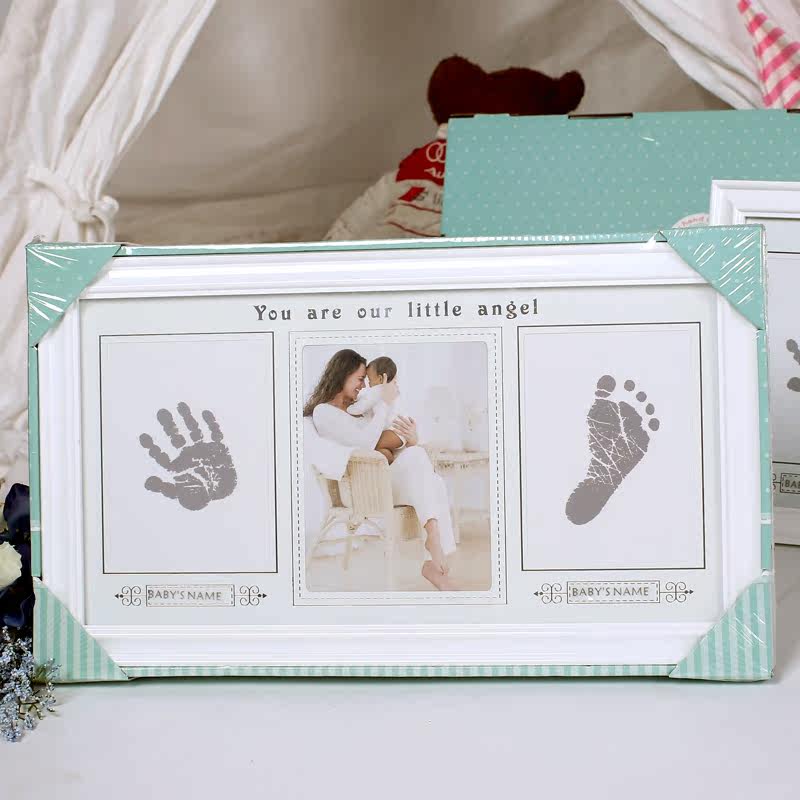 Baby diy hand mask Hand and foot print mud Newborn full moon 100 days old hands and feet palm print permanent memorial photo frame