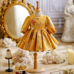 Baby Girl's First Birthday Dress, Spring and Autumn Long-Sleeved 2025 New Style, Chinese Style Infant Birthday Little Princess Dress, 100-Day Celebration Dress