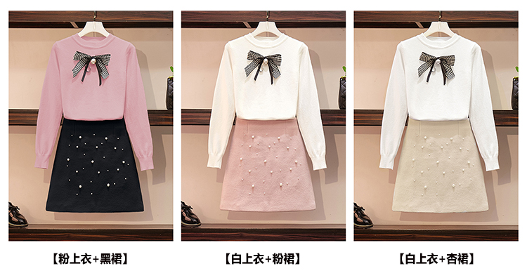 VK旗艦店 韓國風學院風立體蝴蝶結套裝長袖裙裝