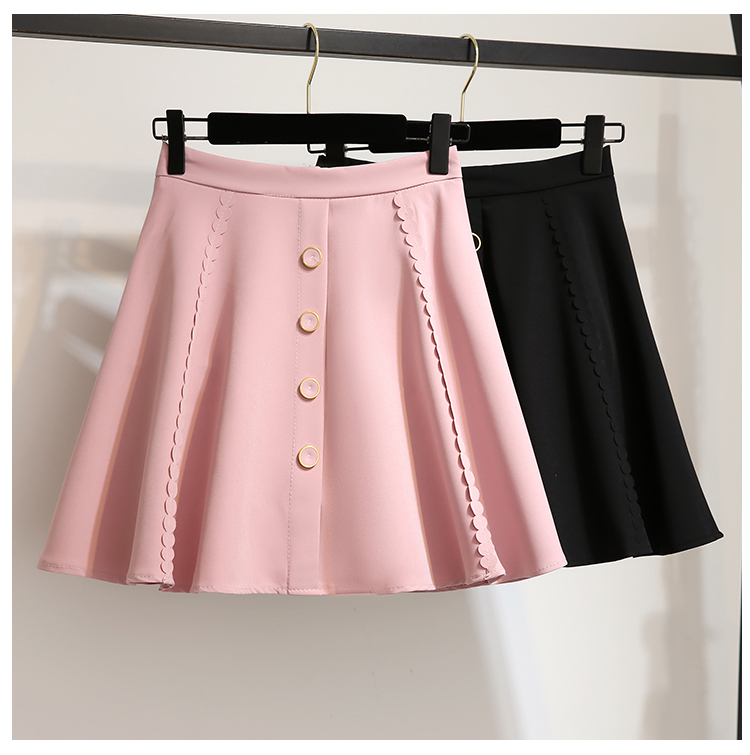 VK旗艦店 韓系拼色木耳邊雪紡衫單排扣裙套裝長袖裙裝