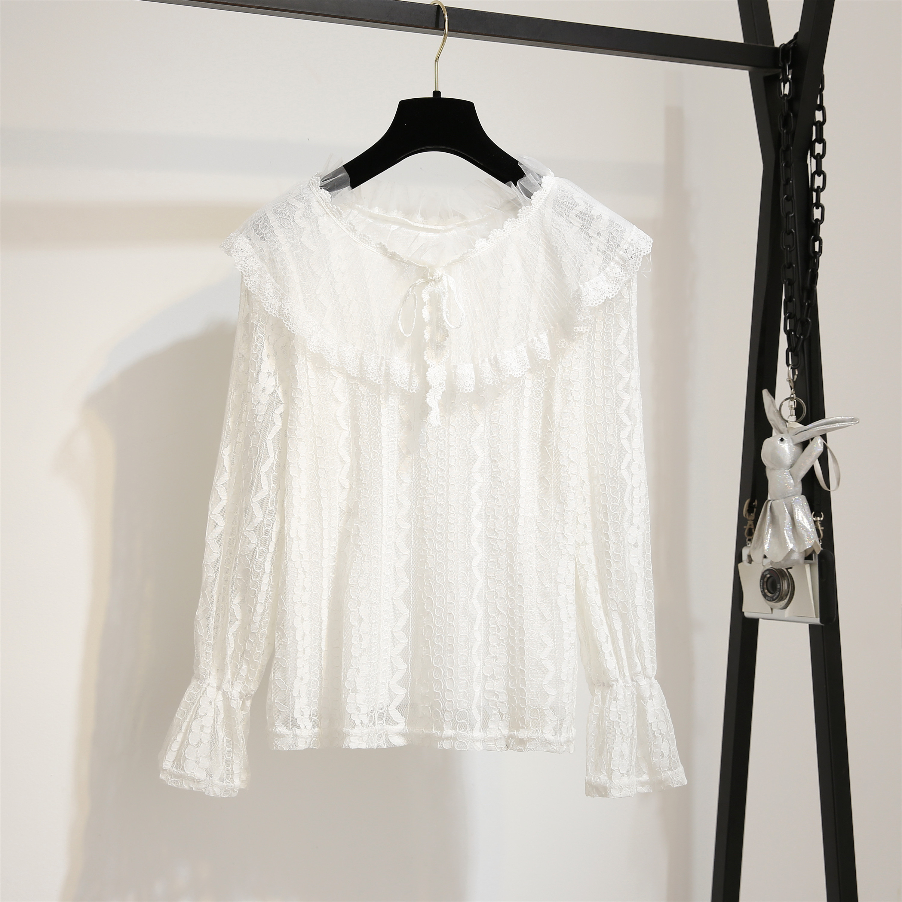 VK旗艦店 韓系名媛氣質蕾絲衫花朵刺繡裙套裝長袖裙裝