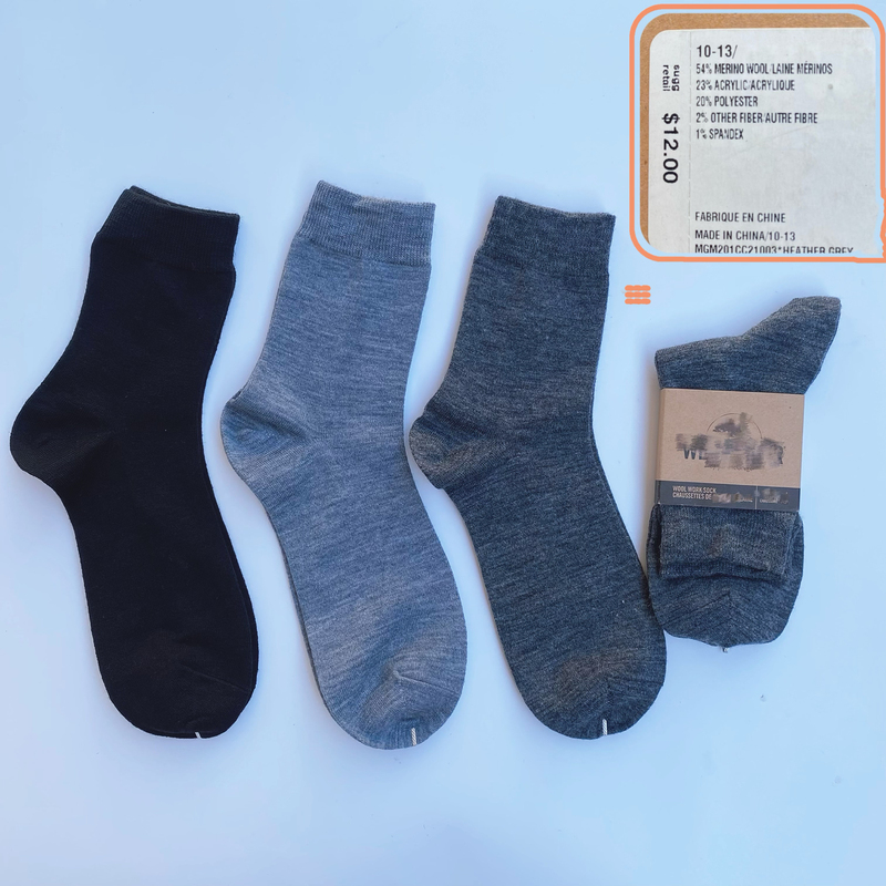 54% Merino Wool Outdoor Hiking and Mountaineering Spring, Summer and Autumn Everlasting Terry-Free Thickeneded Men's Mid-Calf Socks