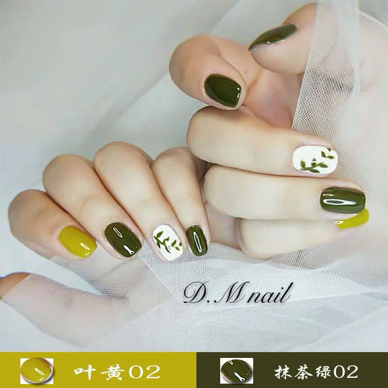 2019 móng tay màu mới matcha xanh móng tay kẹo cao su màu xanh lá cây màu xanh lá cây màu xanh lá cây ô liu xanh lá cây hơn màu vàng lá gạo màu xám móng tay - Sơn móng tay / Móng tay và móng chân son mong tay dep