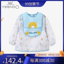 English childrens long sleeve gown baby eat anti-dirty clothes pocket Velcro anti-dressing New 10097059