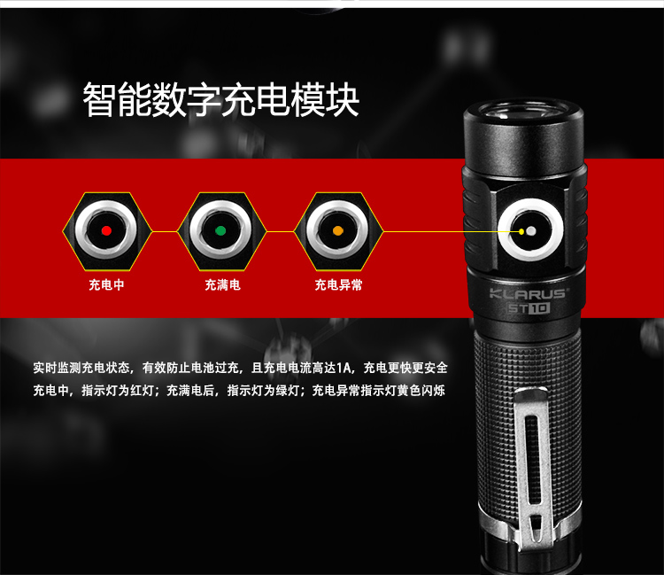 Đèn pin chói Kairuiz ST10 tầm xa trực tiếp chống nước chống rơi khẩn cấp ngoài trời đèn led chạy pin