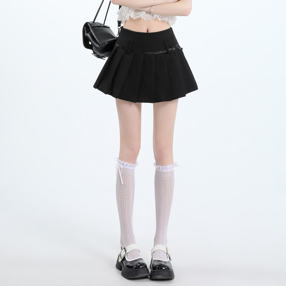 MATTUCLB Sweet Cool Style Butterfly Knot Splicing Spicy Girl Playful Korean Small A-Character pleated Short Skirt Female