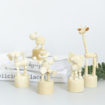 In wind desktop cartoon animal furnished wooden dolls desktop decoration photography background photo props