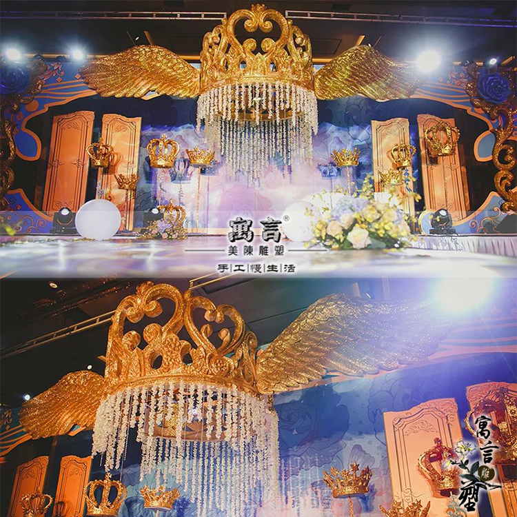 Unicorn Flying Horse Foam Sculpture Wedding Celebration Castle Wedding Angel Wings Crown Roman Columns Arch Frames Customised