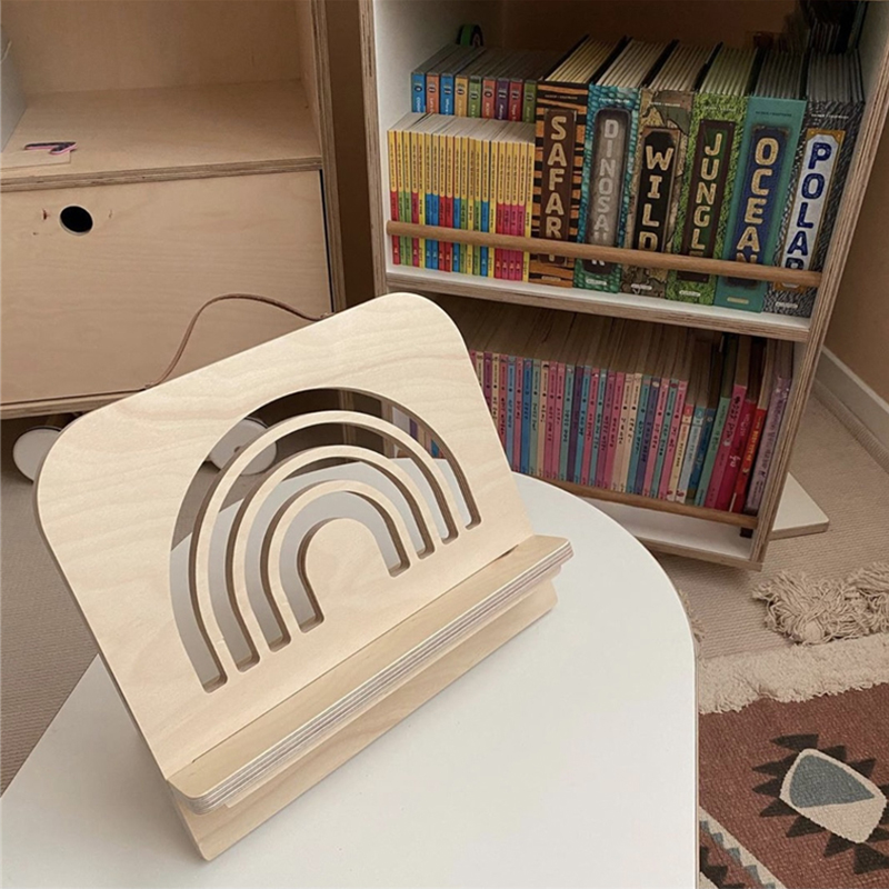 Korean INS wooden children's reading rack students read bookshelf book stand reading rack ipad mobile phone multi-function bracket