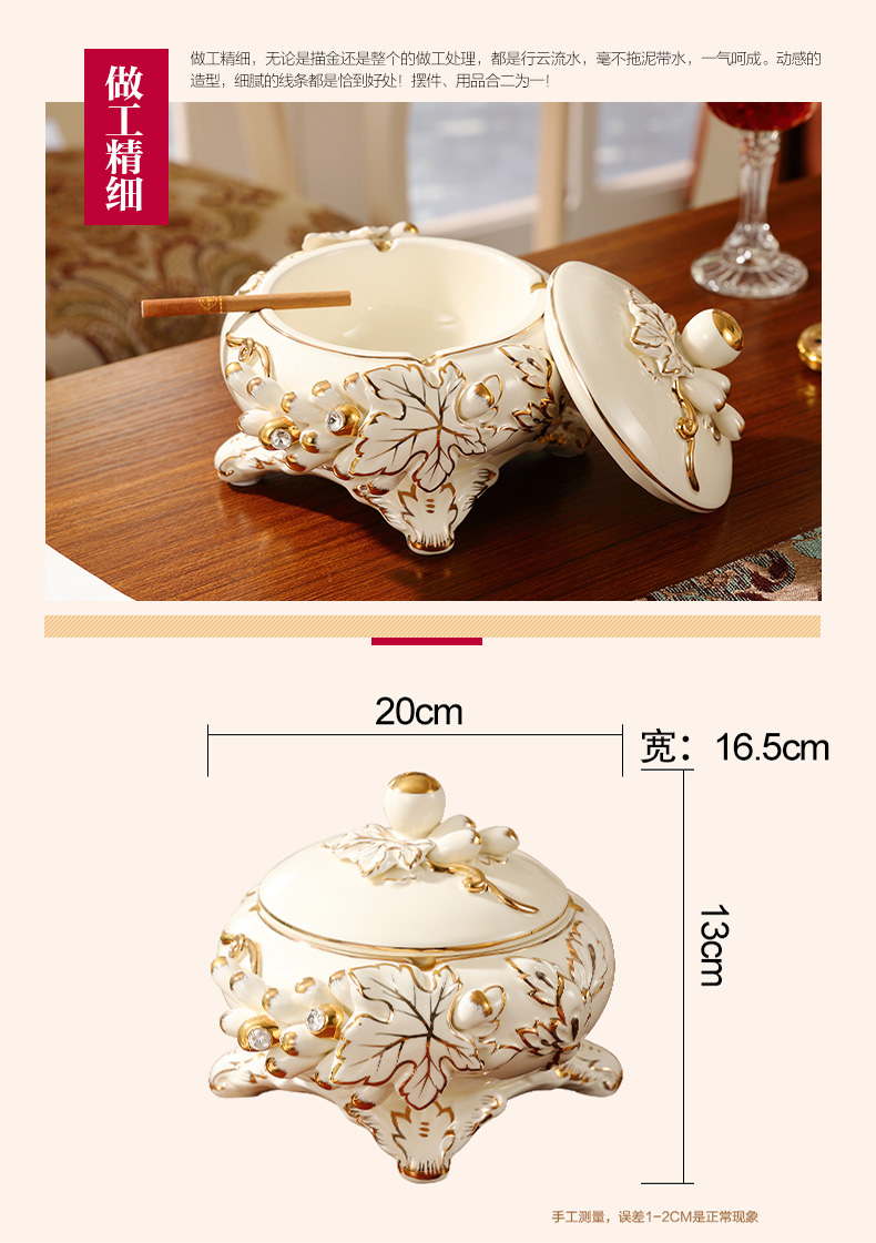 Set auger European ornamental fruit bowl sitting room key-2 luxury creative household high - grade ceramic handicraft furnishing articles fruit bowl tea table