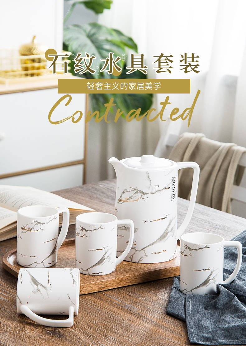 Nordic light water suit ceramics home sitting room high - end European - style key-2 luxury glass cup tea set with pallets