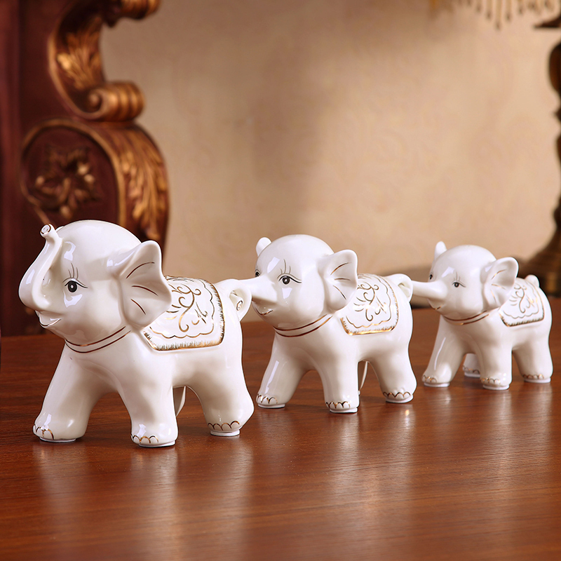 Auspicious three treasures Lucky elephant decoration Living room wine cabinet decoration bookshelf Creative modern home ceramic knickknacks