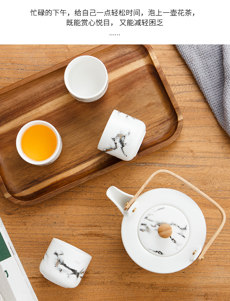 The Small Japanese ceramic tea set home sitting room is contracted teapot teacup travel a whole set of kung fu tea set