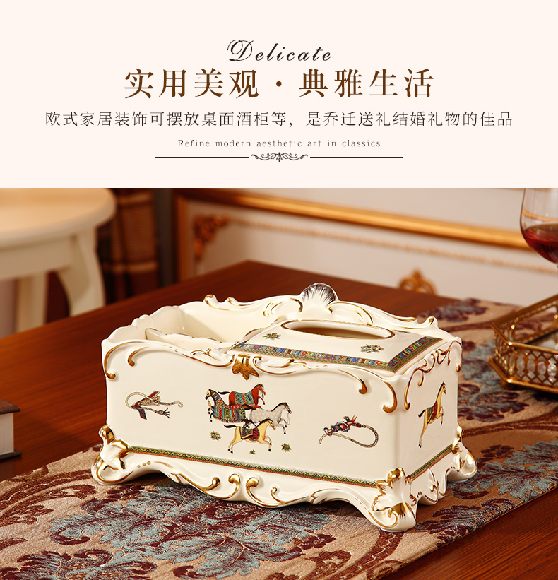 Ceramic tissue box artical multifunctional smoke box luxurious sitting room tea table furnishing articles remote receive a case